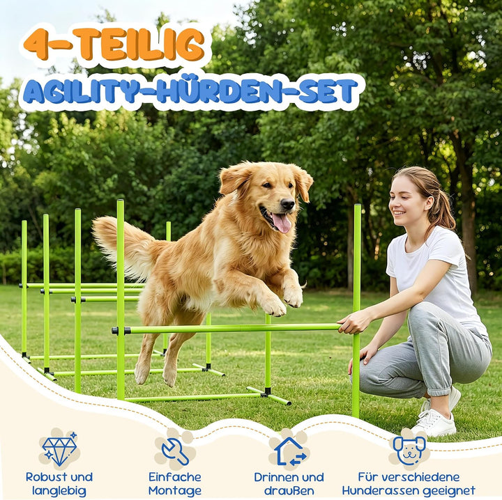 XMTECH 4-TLG. Hunde Agility Set Training Hundesport, Höhenverstellbar, Inklusive Tasche, PVC Hundetr