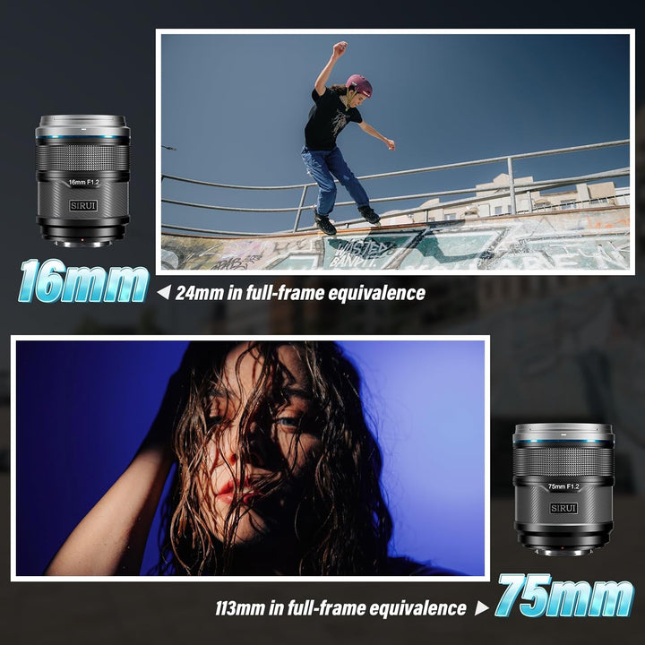 SIRUI Sniper 16mm, 23mm, 33mm, 56mm, 75mm Autofokus-Objektiv-Set, F1.2 Weitwinkel APS-C Kameraobjekt