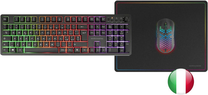 Mars Gaming MCPWX, Italienisch, Kabelloses Gaming-Combo, DualPro Link 2.4GPRO-Technologie, Vollforma