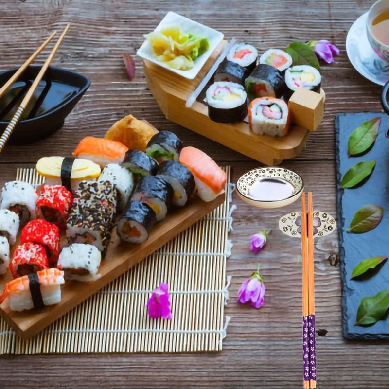 Dätenky Sushi Set, Keramikbesteck Set Sushi Geschirr für Vier Personen Teller Essstäbchen Essstäbche