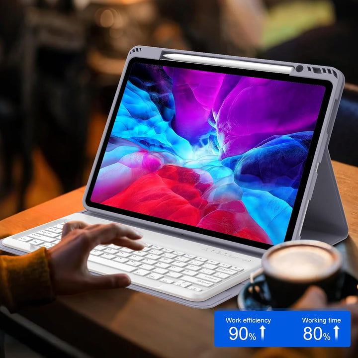 Hülle mit Tastatur für iPad Pro 12.9 Zoll 6ª 2022 /5ª 2021/4ª 2020/3ª Gen 2018, QWERTZ Deutsches Mag