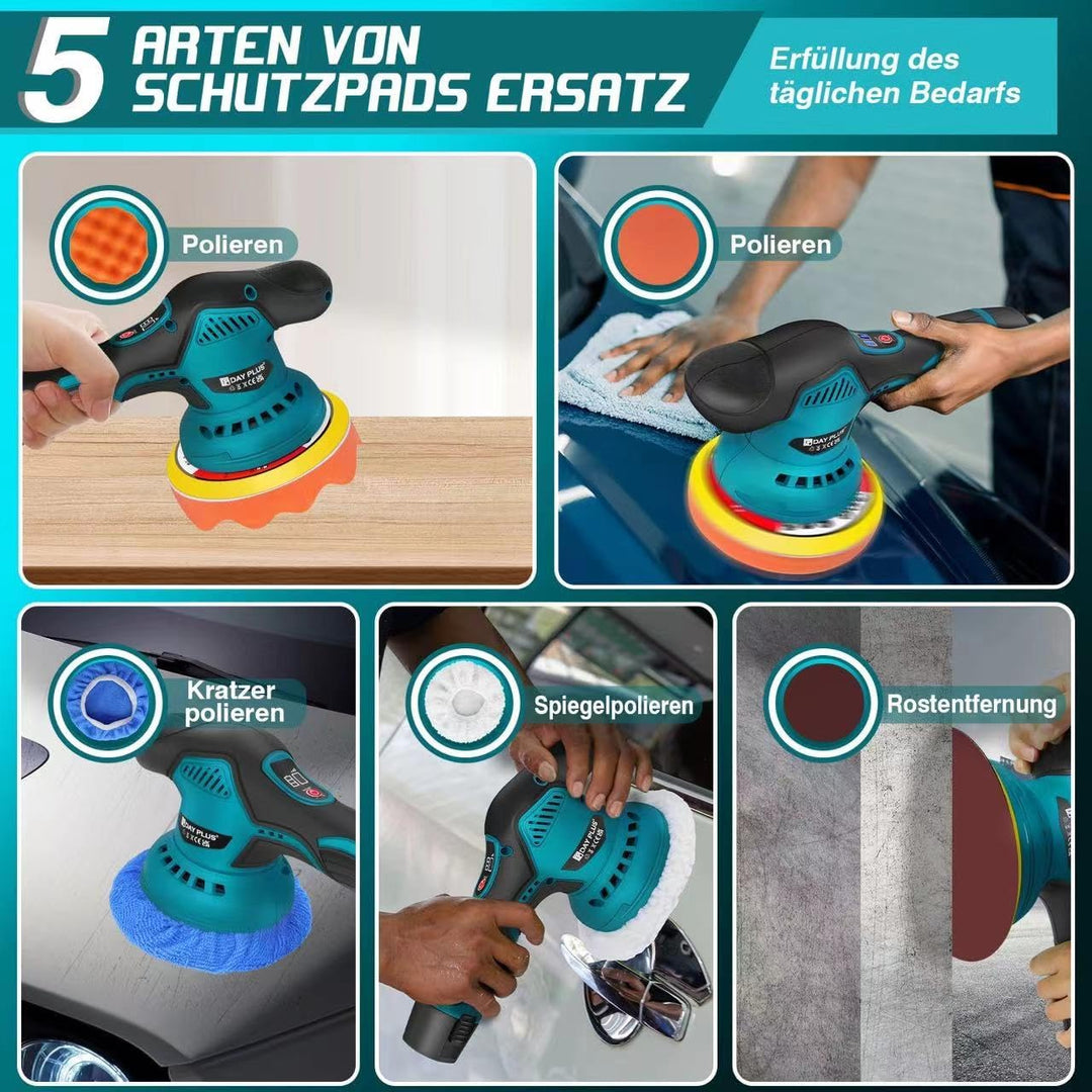 Poliermaschine, Auto Poliermaschine Set, 150mm Exzenter Poliermaschine Polierer mit 2 Batterie, 8 Va