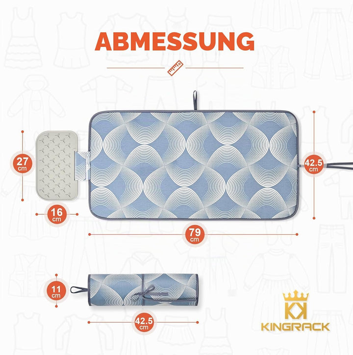 KINGRACK Bügelmatte für Dampfbügeleisen 79x42cm, Bügeldecke für Tisch mit Hitze, Extrem rutschfeste