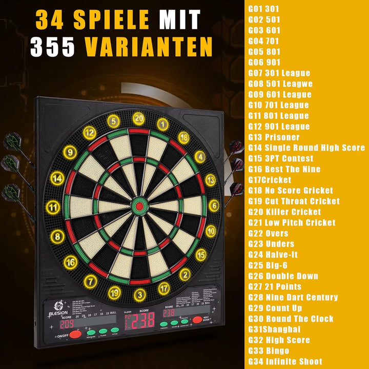 Blesion Dartscheibe Elektronisch 2024 Updated Elektronische Dartscheibe mit 6 Dartpfeile E Dartschei