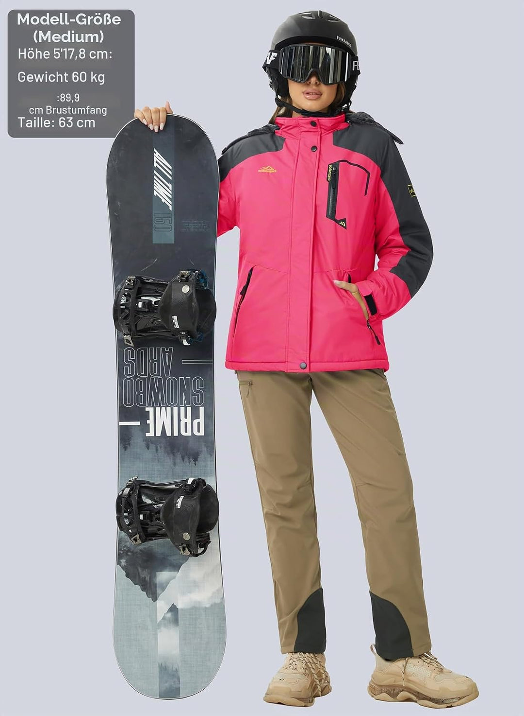 MAGCOMSEN Winterjacke Damen Softshell Funktionsjacke Wasserabweisende Outdoor Ski Jacke Fleece Windd