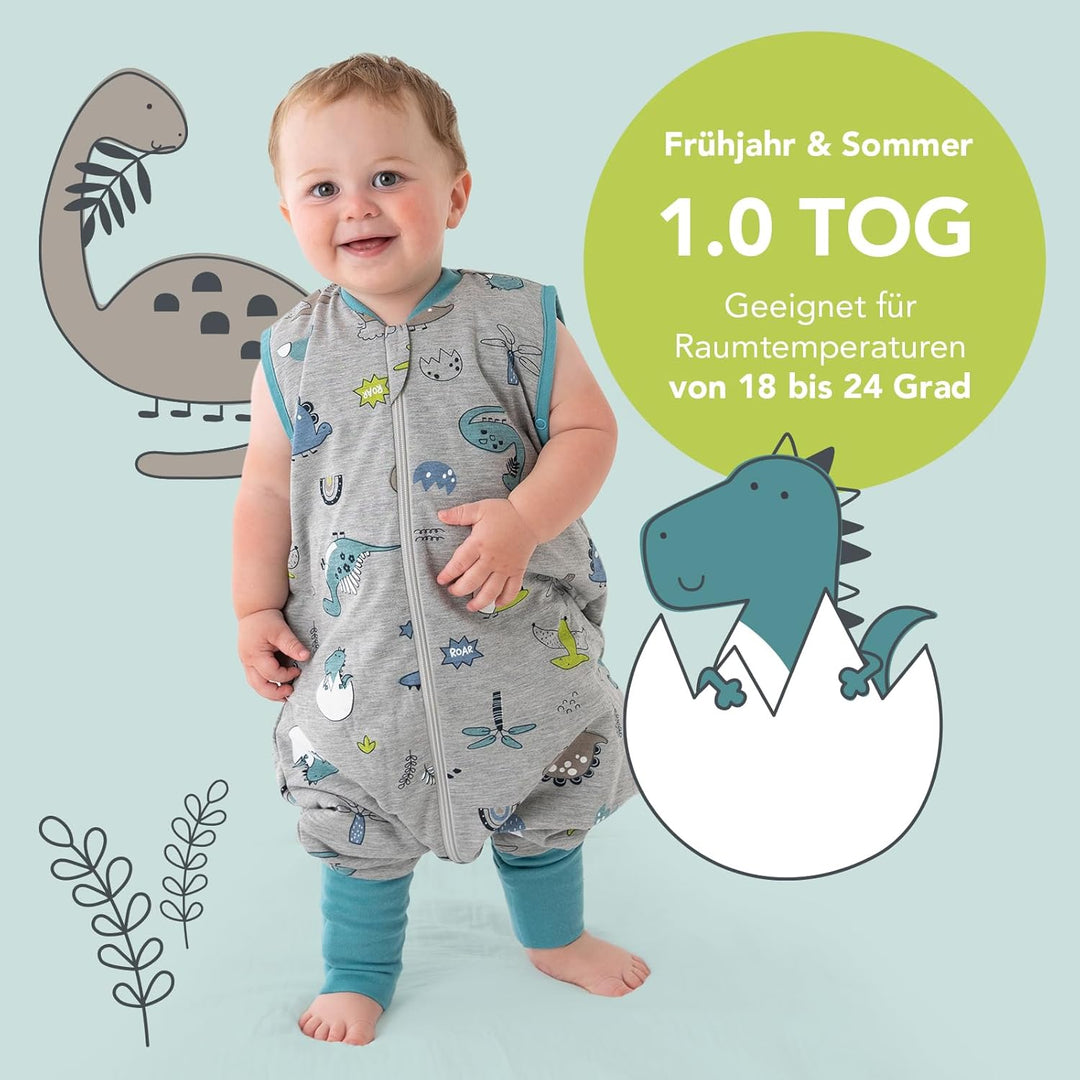 schlummersack Baby Schlafsack mit Füssen Sommer 1 Tog dünn | Schlafsack mit Beinen und verlängerten