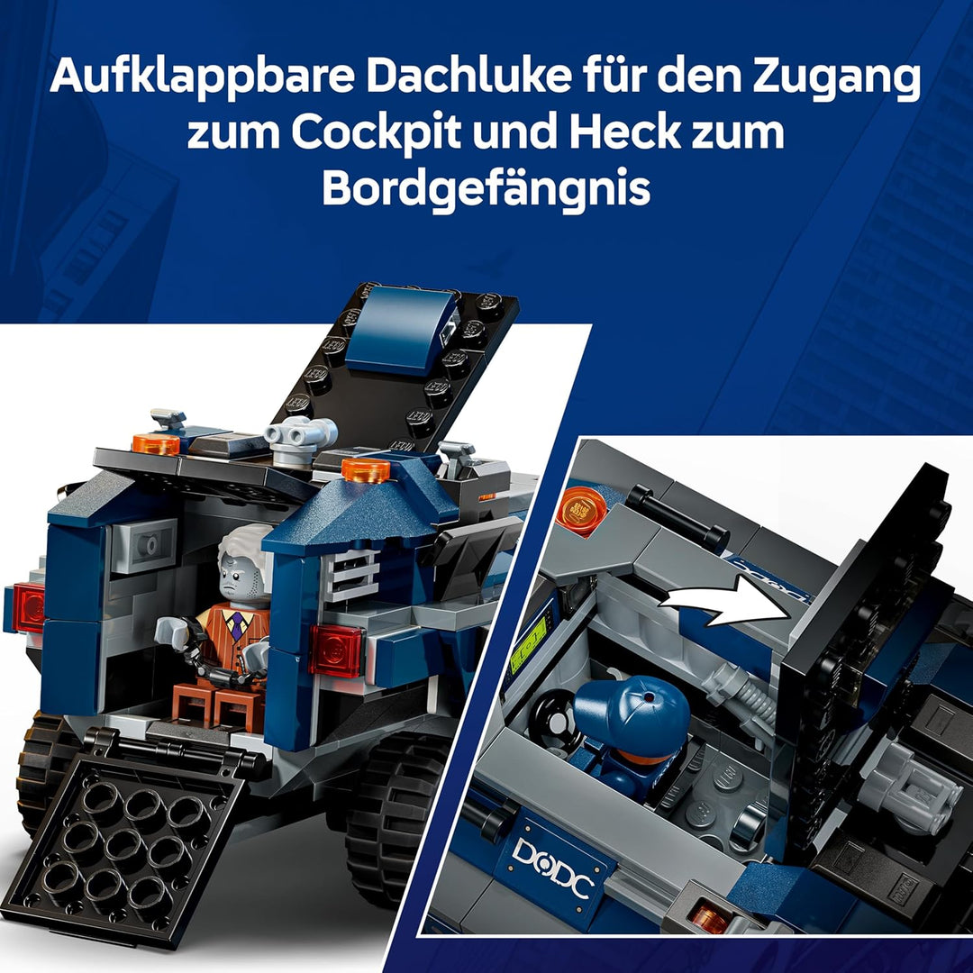 LEGO | Marvel Spider-Man Jagt den Gefängnistransporter - Superhelden Spielzeug mit gepanzertem Fahrz