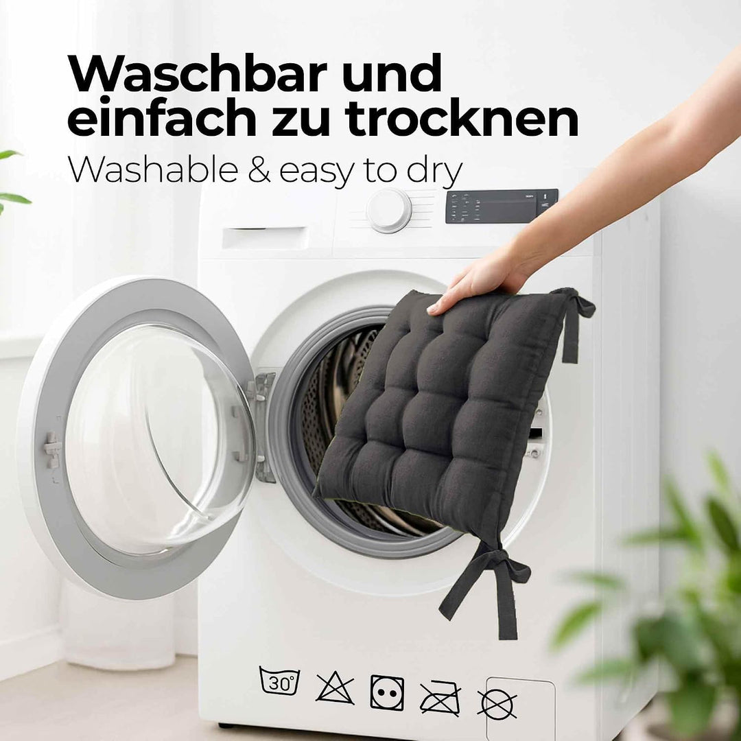 etérea Basic Sitzkissen 40x40 cm 6er Set mit Bändern Anthrazit 6 Stück - 40x40 cm Anthrazit, 6 Stück