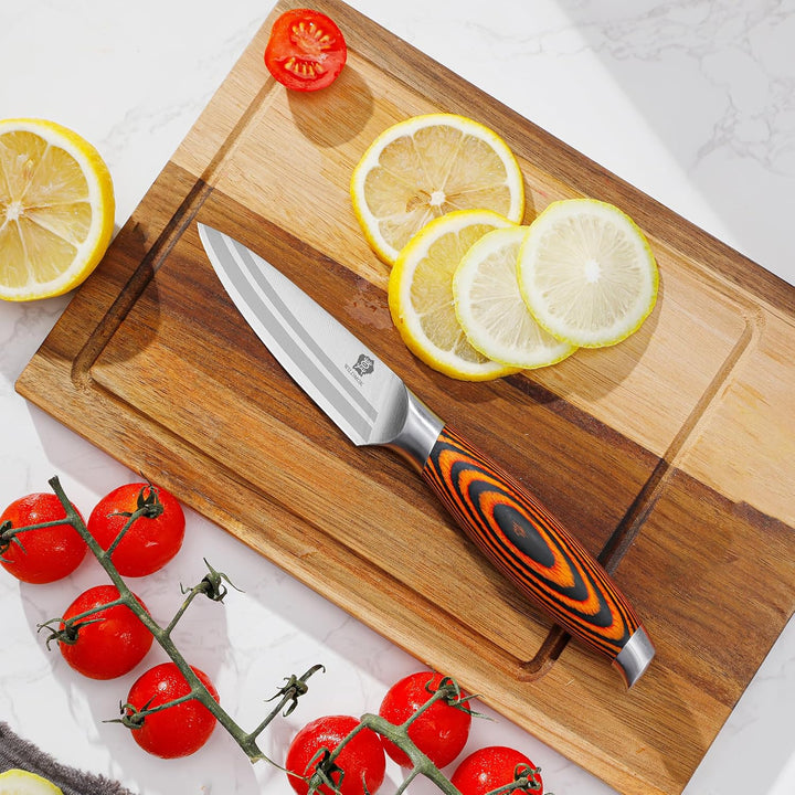 WILDMOK 9cm Schälmesser, Obst und Gemüsemesser Küchen Messer Klein Edelstahl Obstmesser Ergonomische