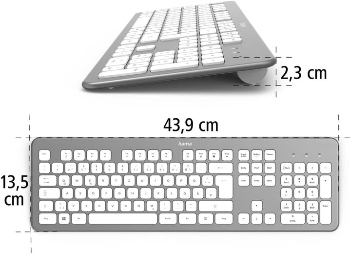 Hama Kabellose Tastatur "KW-700" (leise Tastatur, deutsches Tastenlayout QWERTZ mit Nummernblock für