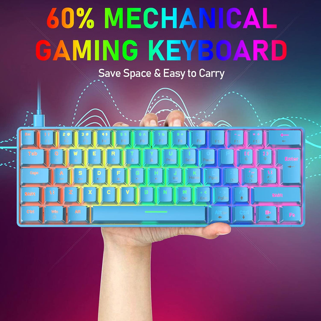 Mini 60% Gaming-Tastatur Kabelgebundene mechanische Keyboard, Kompakte Tragbare 62 Tasten, UK-Layout