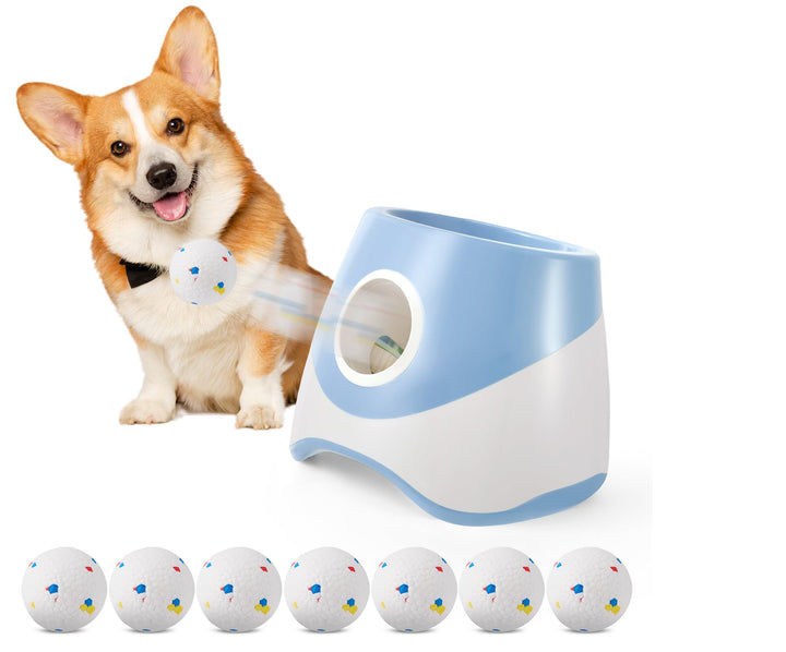 Ballwurfmaschine für Hunde,Mit 6 Tennisbälle,Mit 3 Distanzstufen,Wiederaufladbarem,Ballwurfmaschine