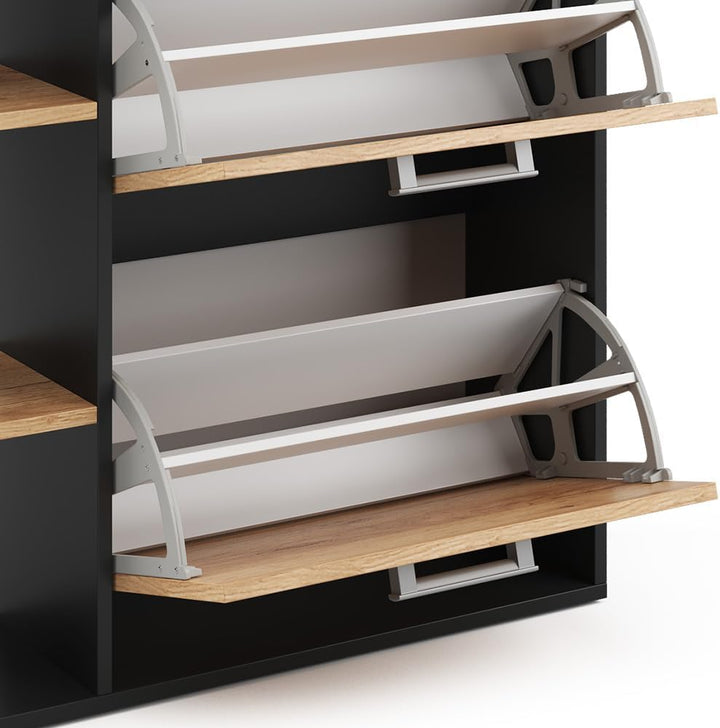 Vicco Schuhkipper Orlando, Goldkraft Eiche/Anthrazit, 24.5 x 90 cm 2 Fächern, mit zwei Klappregalen