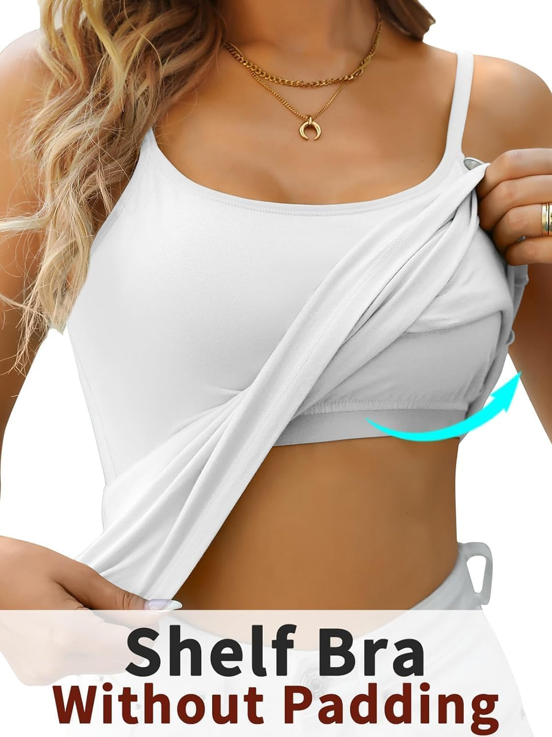Attraco 2er Pack Damen Baumwolle Tank Top mit Regal BH Unterhemd Verstellbarer breiter Riemen Camiso