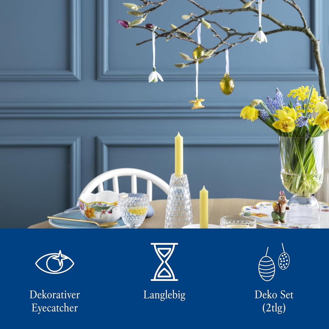 Villeroy & Boch Mini Flower Bells Osterglocken, 2er Set, 4 cm, Porzellan, Gelb, Blumen Blumen Gelb,
