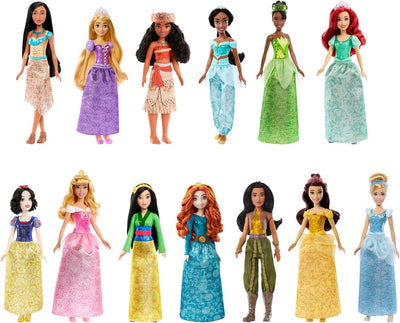 Disney Princess HPG74 - 13 Prinzessinnen-Modepuppen mit Glitzerkleidung und Accessoires, inspiriert