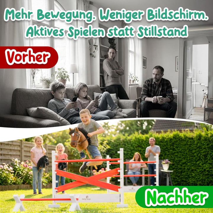 Hobby Horse Hindernisse Set höhenverstellbar – Magnet-Stecksystem massives Holz/Hobby Horsing/Hürden