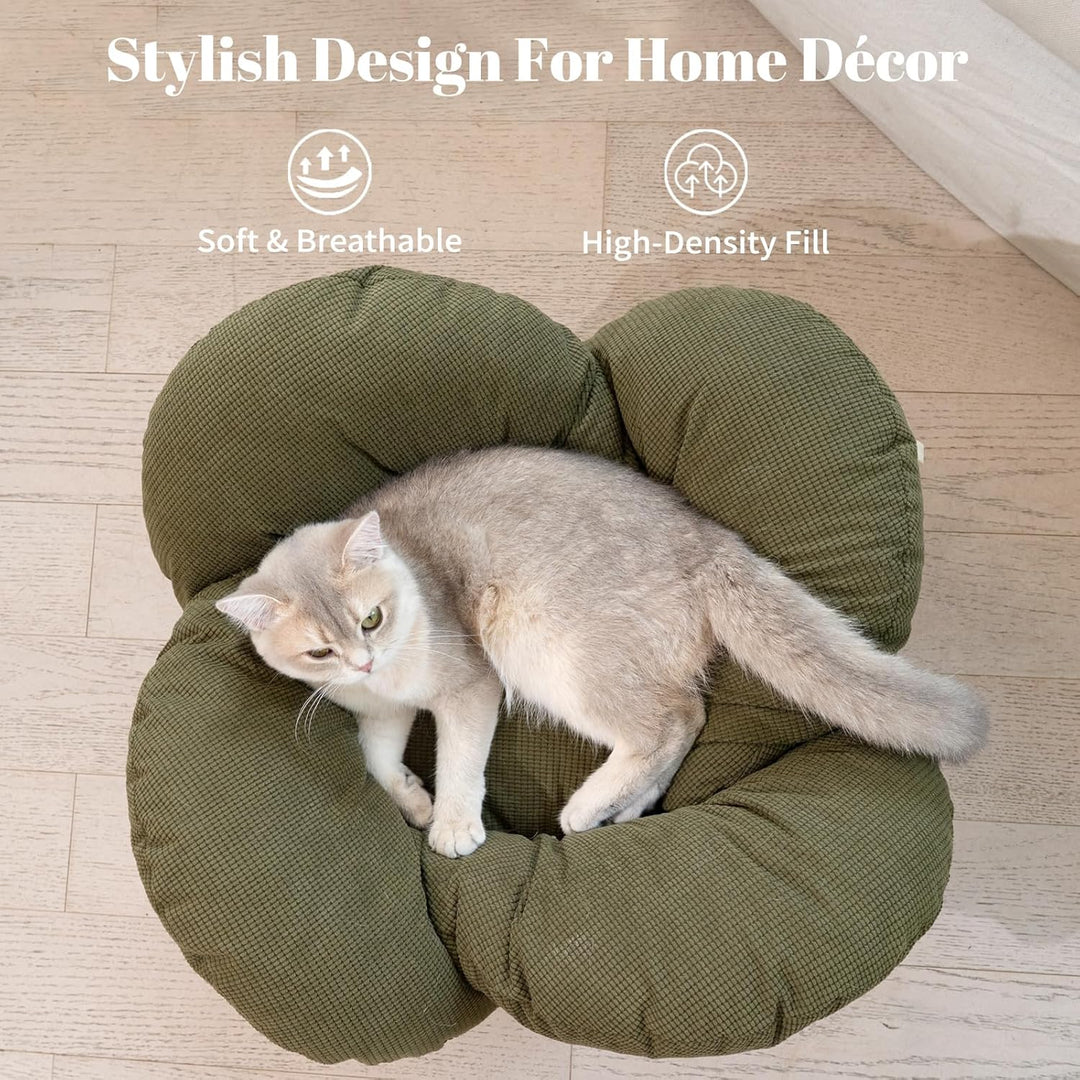 CheerPals Erhöhtes Katzenbett Blumenform, 55cm L&W Grosses Katzensofa, Stilvoll Katzenstuhl mit Hoch