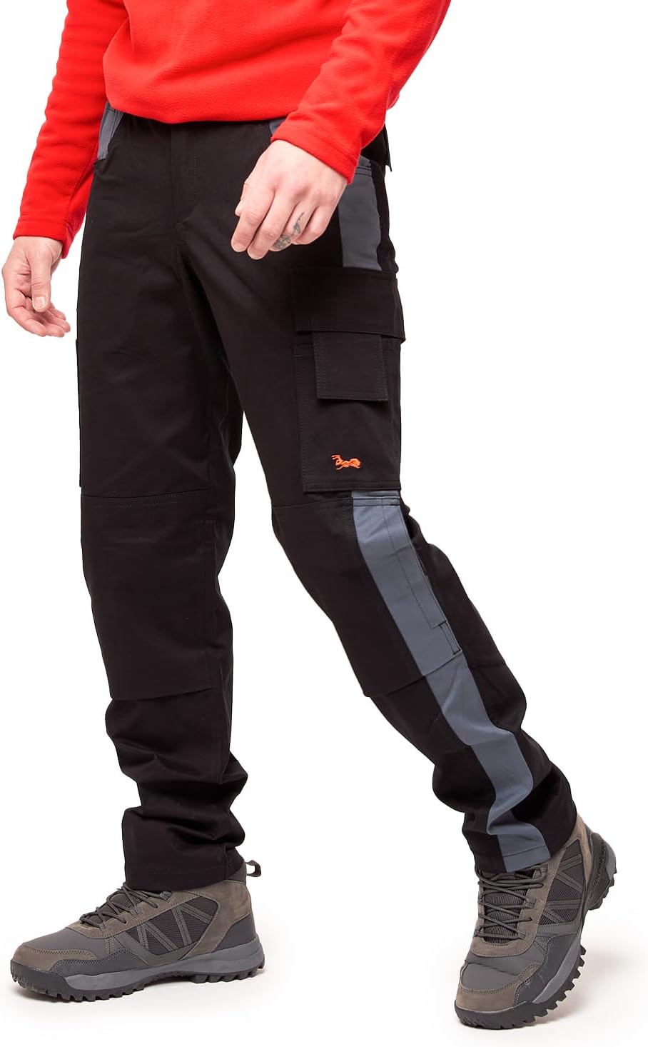 strongAnt Arbeitshose komplett Stretch Männer Berlin Pro Bundhose Schwarz Weiss Grau, 42 Schwarz-gra