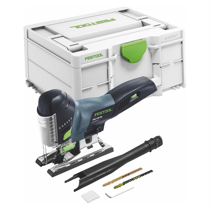 Festool Akku-Pendelstichsäge PSC 420 EB-Basic CARVEX (mit Stichsägeblatt-Set, Splitterschutz), im Sy
