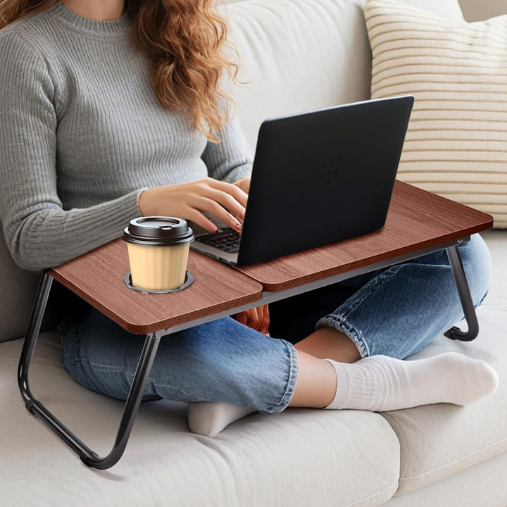 Klappbarer Laptoptisch Höhenverstellbar Lapdesk Notebooktisch mit Neigung Getränkehalter Laptop Tisc