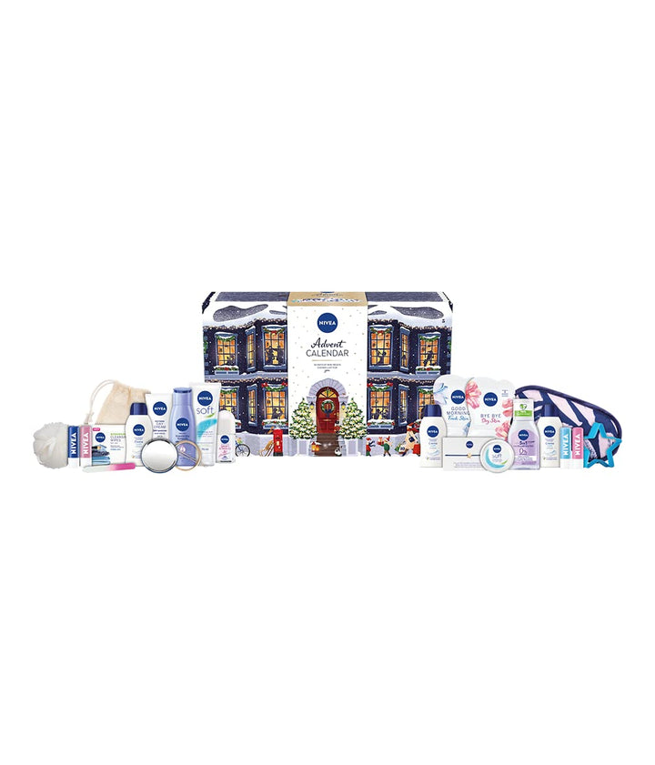 NIVEA Adventskalender 2022 (24 Stück), NIVEA Geschenkset enthält Feuchtigkeitspflege, Gesichtswäsche