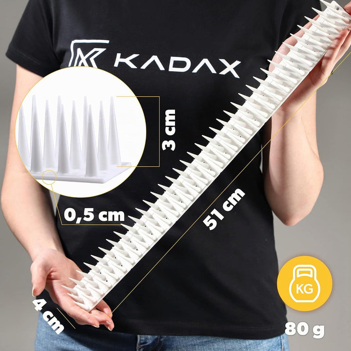 KADAX 12er Set Vogelabwehr Spikes, Kunststoff, 51x4x3,5 cm, 3-reihig, für Tauben, Katzen, Marder, Za