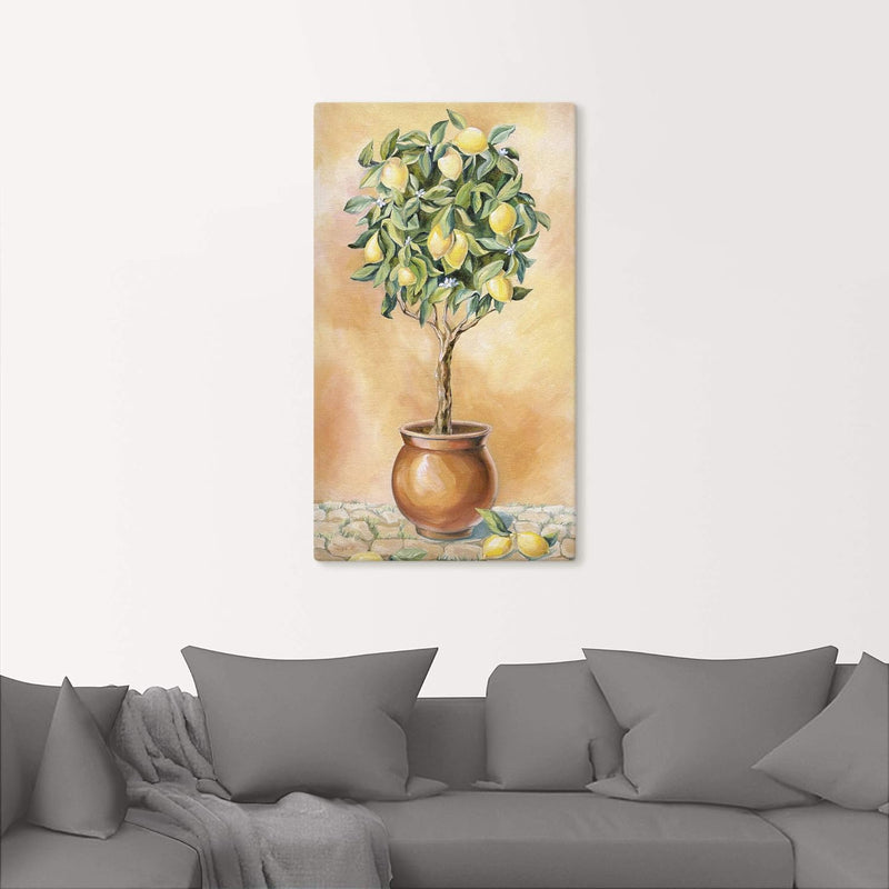 ARTLAND Leinwandbilder auf Holz Wandbild 40x70 cm Hochformat Natur Botanik Pflanze Zitronen Baum Ita