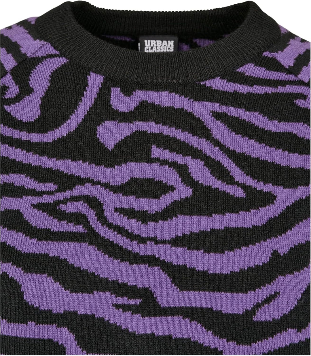 Urban Classics Damen Ladies Short Tiger Sweater Pullover, Mehrfarbig (Blk/Pur 00040), Small (Herstel