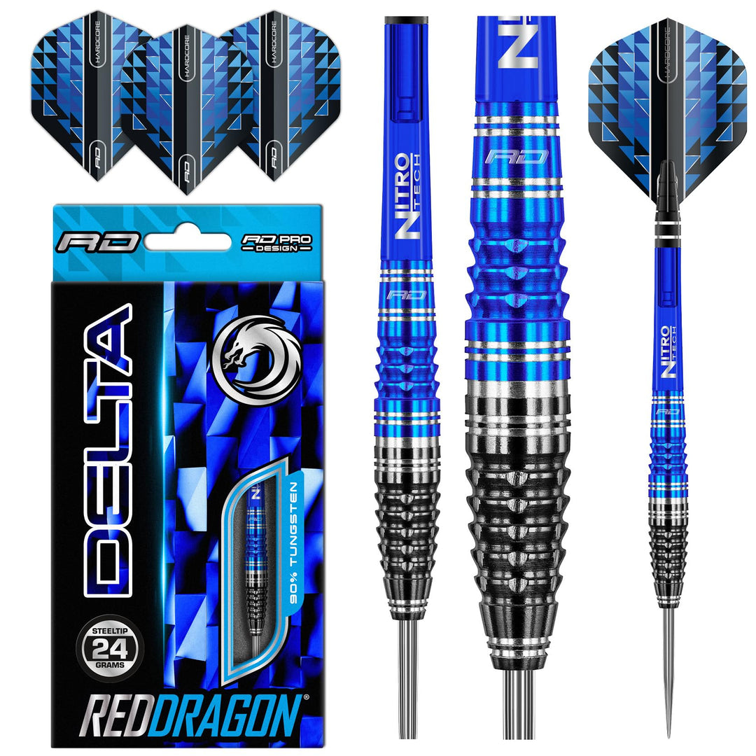 RED DRAGON Delta 2: 24g oder 26g Tungsten Darts mit Flights und Schäfte 24.0 Gramm, 24.0 Gramm