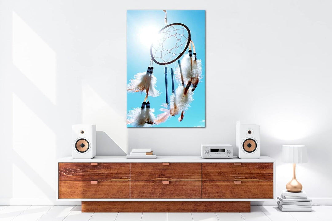 deyoli Sonniger Traumfänger Format: 80x60 als Leinwand, Motiv fertig gerahmt auf Echtholzrahmen, Hoc