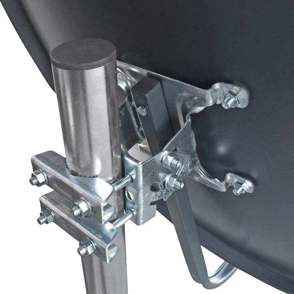 60cm HD Sat Anlage Twin LNB + 2 F-Stecker Digital 2 Teilnehmer Antenne grau UHD 4K + 2x F-Stecker, +