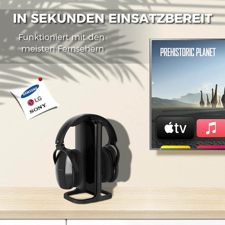 Funkkopfhörer Kabellos für TV – TV Kopfhörer Kabellos mit Ladestation & RF-Sender, Seniorenfreundlic