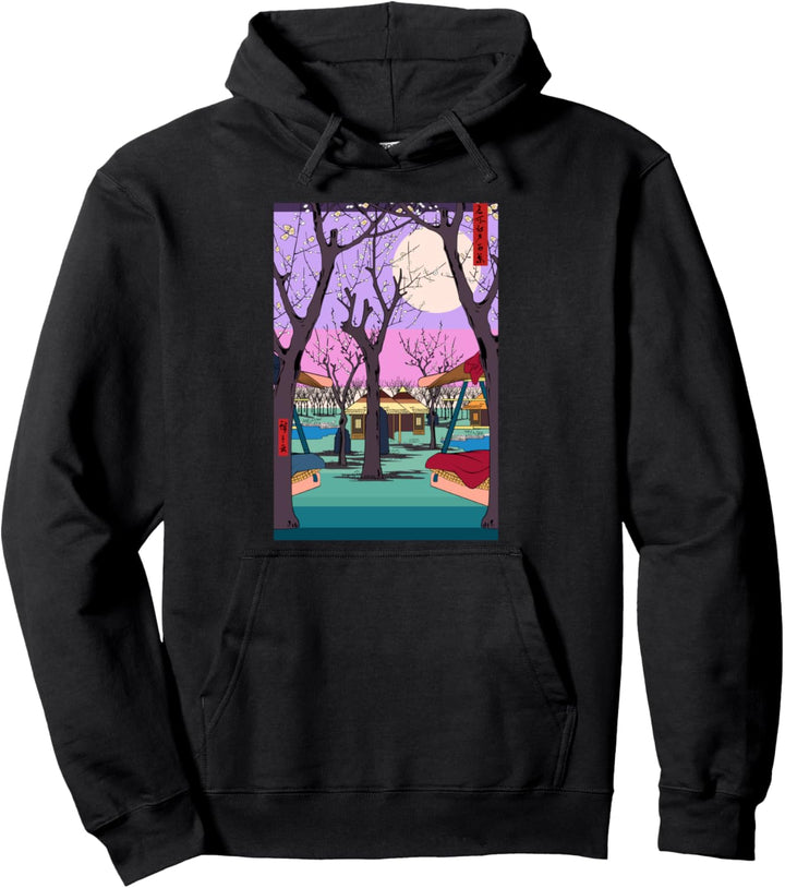 Japanese Blossom Tree Asian Retro Art Kawaii Anime Cherry Pullover Hoodie
