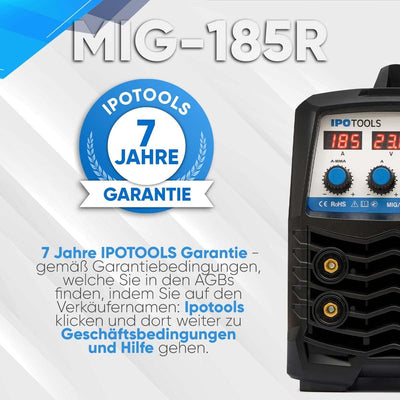 IPOTOOLS MIG-185R Inverter Schweissgerät MIG MAG - Schutzgas Schweissgerät mit 185 Ampere auch FLUX/