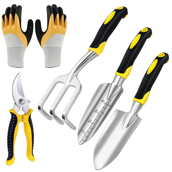 Gartenwerkzeug Set, 5 Stücke Gartengeräte Set aus Aluminiumguss, Gartenset Werkzeug, Gartenwerkzeug-