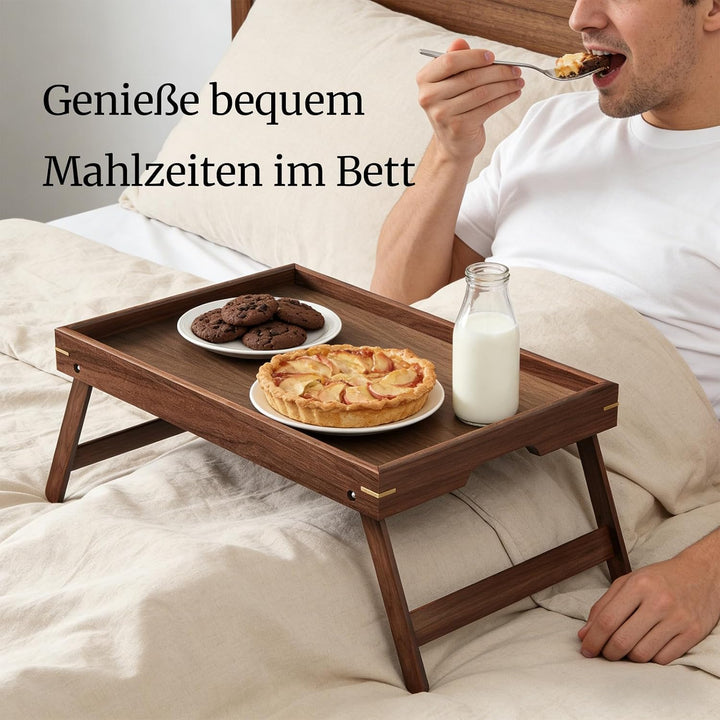 Fibogollo Betttablett Akazienholz klappbar Frühstück Laptop