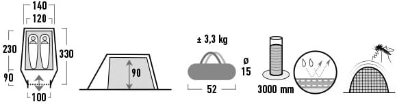 High Peak Leichtgewicht Zelt Kite 2, Campingzelt mit Vorbau, Trekkingzelt für 2 Personen, Tunnelzelt