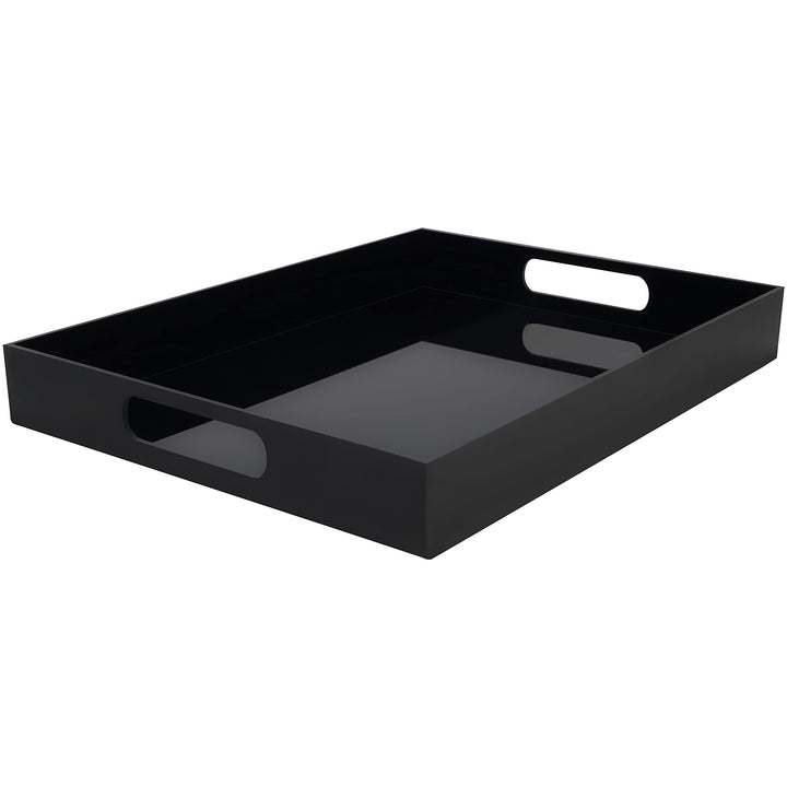 Belle Vous Schwarzes Auslaufsicheres Acryl Tablett Serviertablett Kunststoff mit Griffen - L40,5 x B