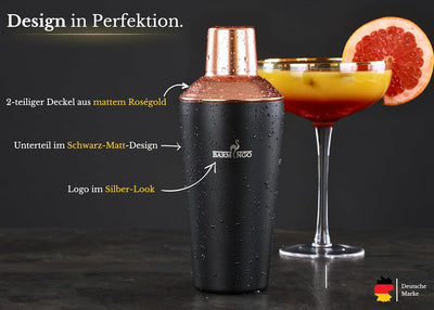 BARMINGO® Edelstahl Cocktail Set 11tlg. – 700 ml Cocktail Shaker Set mit Ständer und Bar Zubehör, Co