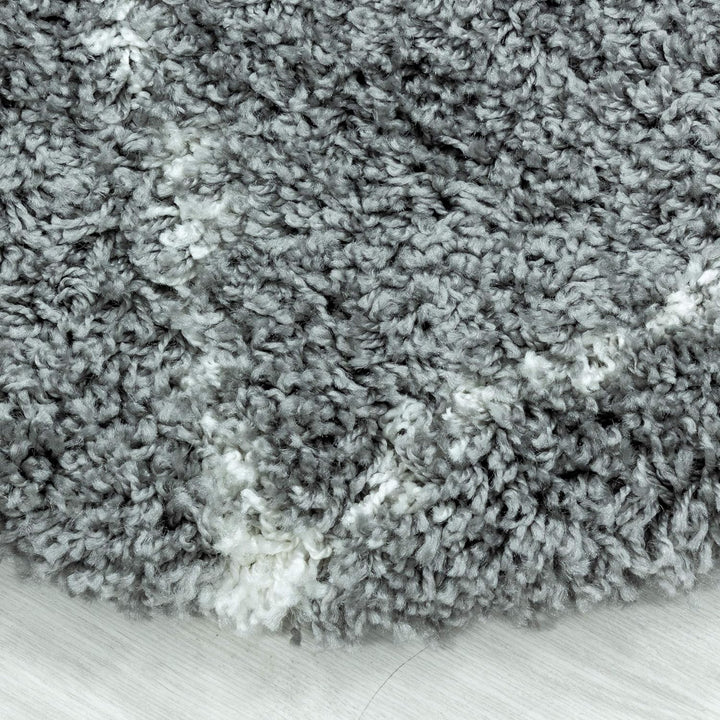 Shaggy Runder Hochflor Teppich Wohnzimmer Schlafzimmer Teppich Rund Deko Rautenmuster Modernes Desig