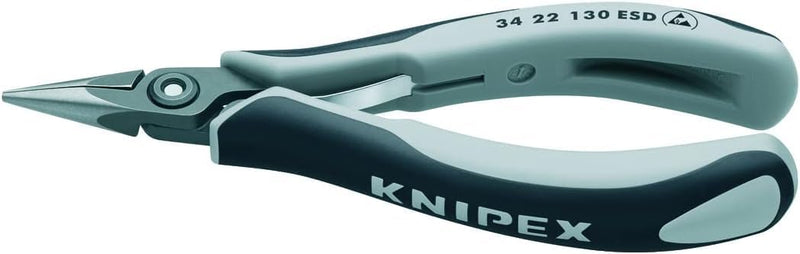 Knipex Präzisions-Elektronik-Greifzange ESD brüniert, mit Mehrkomponenten-Hüllen 135 mm 34 22 130 ES