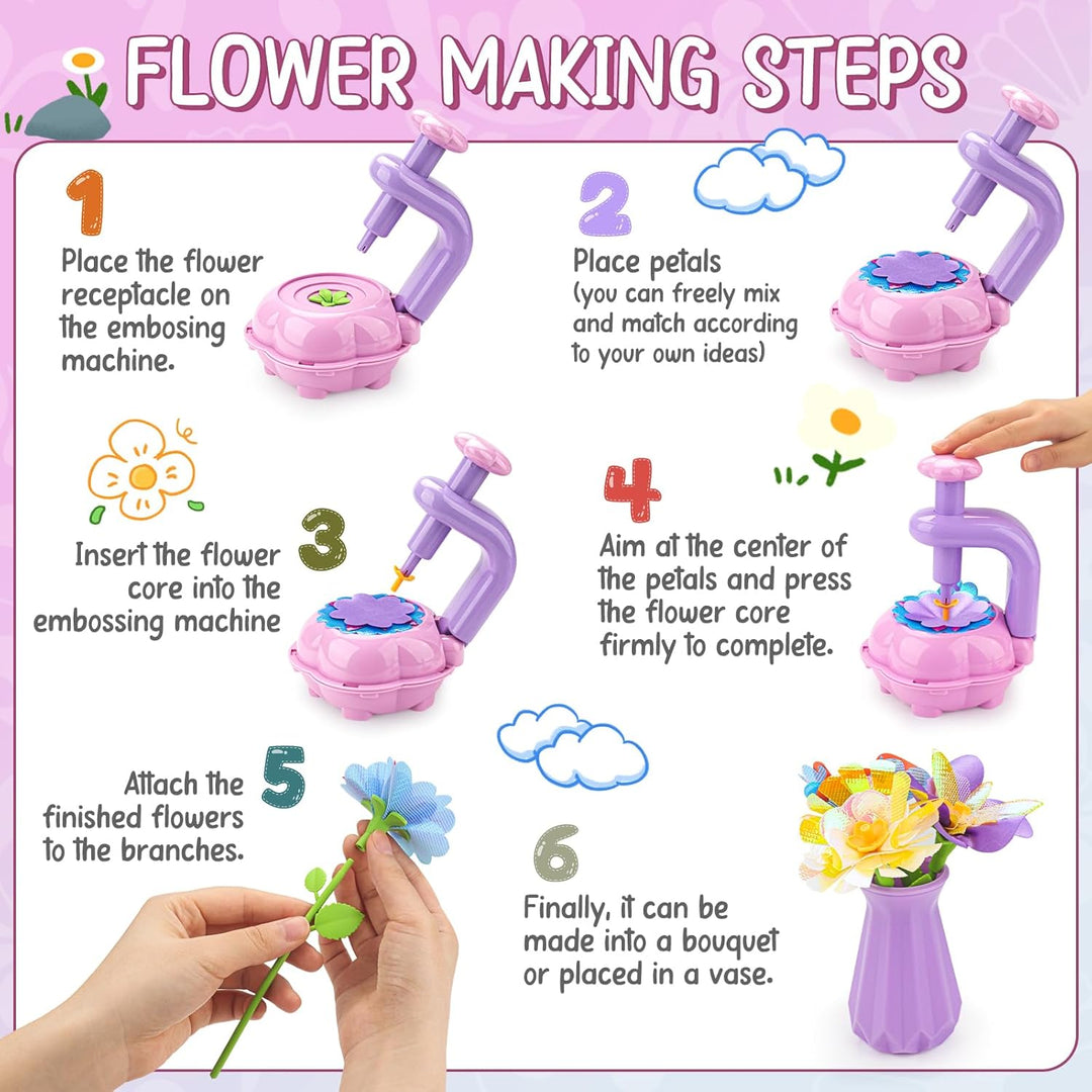 CENOVE Bastelset Kinder ab 4 5 6 7 8 9 10 Jahre, Blumen Basteln Spielzeug mit Blumenmaschine, DIY Mä