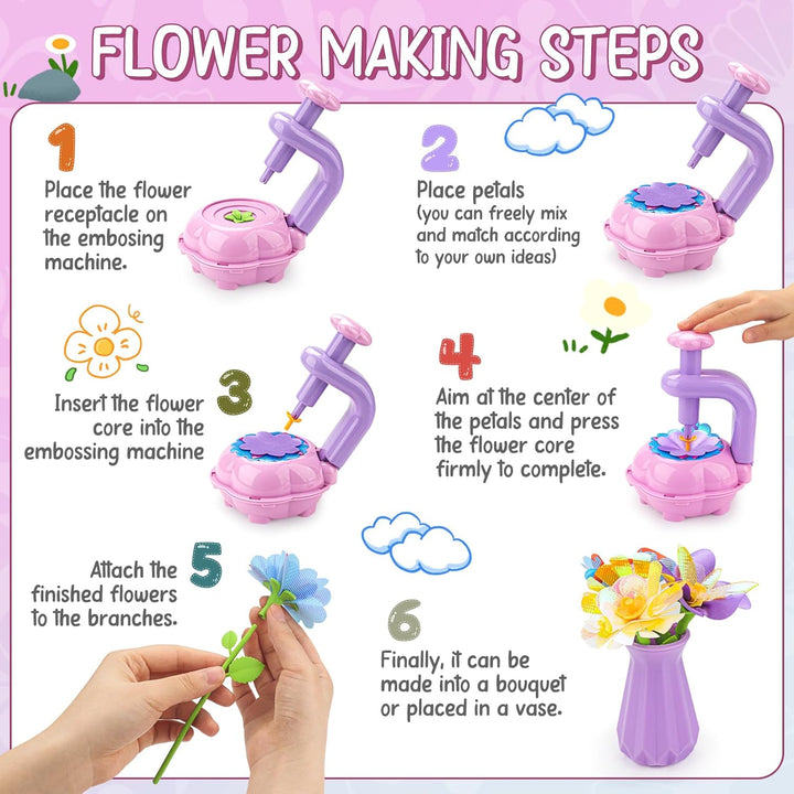 CENOVE Bastelset Kinder ab 4 5 6 7 8 9 10 Jahre, Blumen Basteln Spielzeug mit Blumenmaschine, DIY Mä