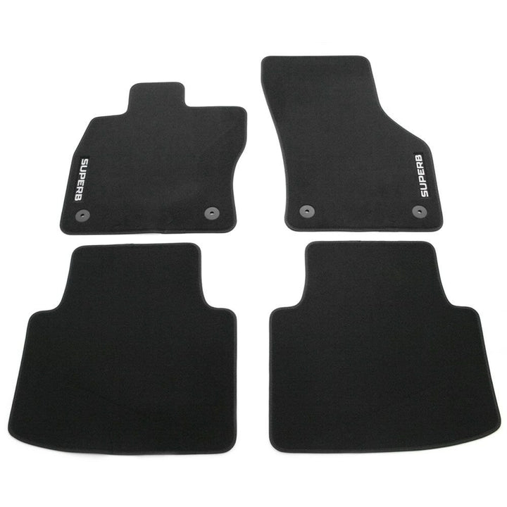 Skoda 3V1061404 Prestige Textil Fussmatten Satz Premium Velours 4X Stoffmatten schwarz mit Superb Sc