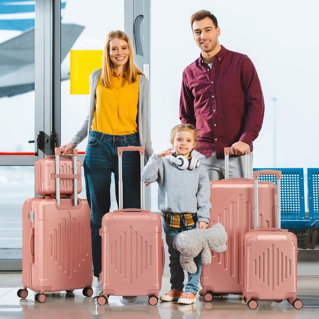 LALAHO Kofferset 5 teilig, Reisekoffer Set mit Kosmetikkoffer, Hartschalen Koffer Set aus ABS, Gepäc