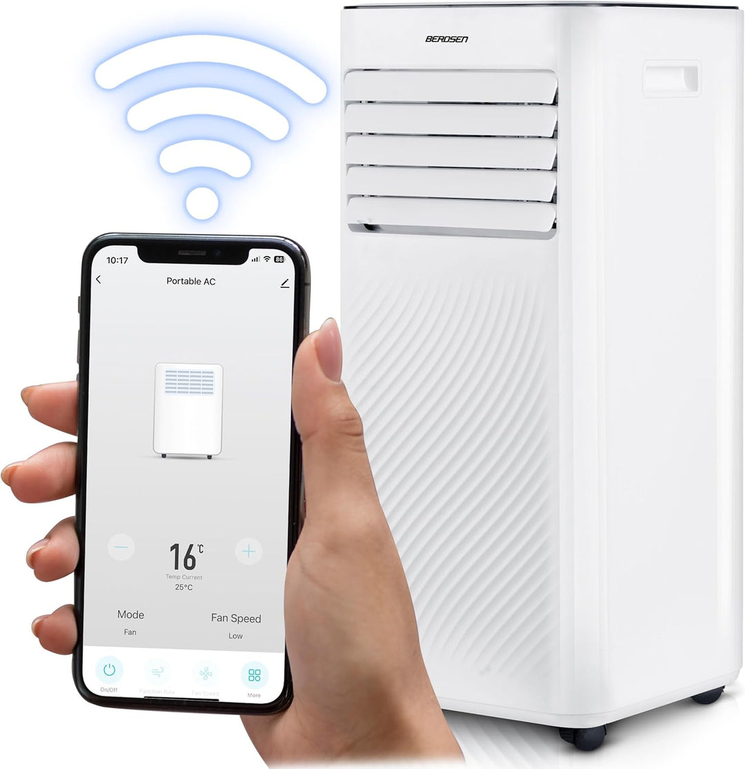 Berdsen Mobiles Klimagerät 3-in-1-9000 BTU - Kühlung, Entfeuchtung, Ventilation - Tuya Smart App - E