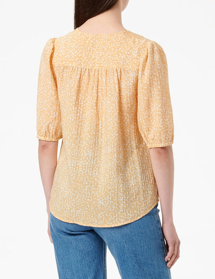 Noa Noa Damen Camillenn Shirt Tops 46 Print Yellow/White, 46 Print Yellow/White