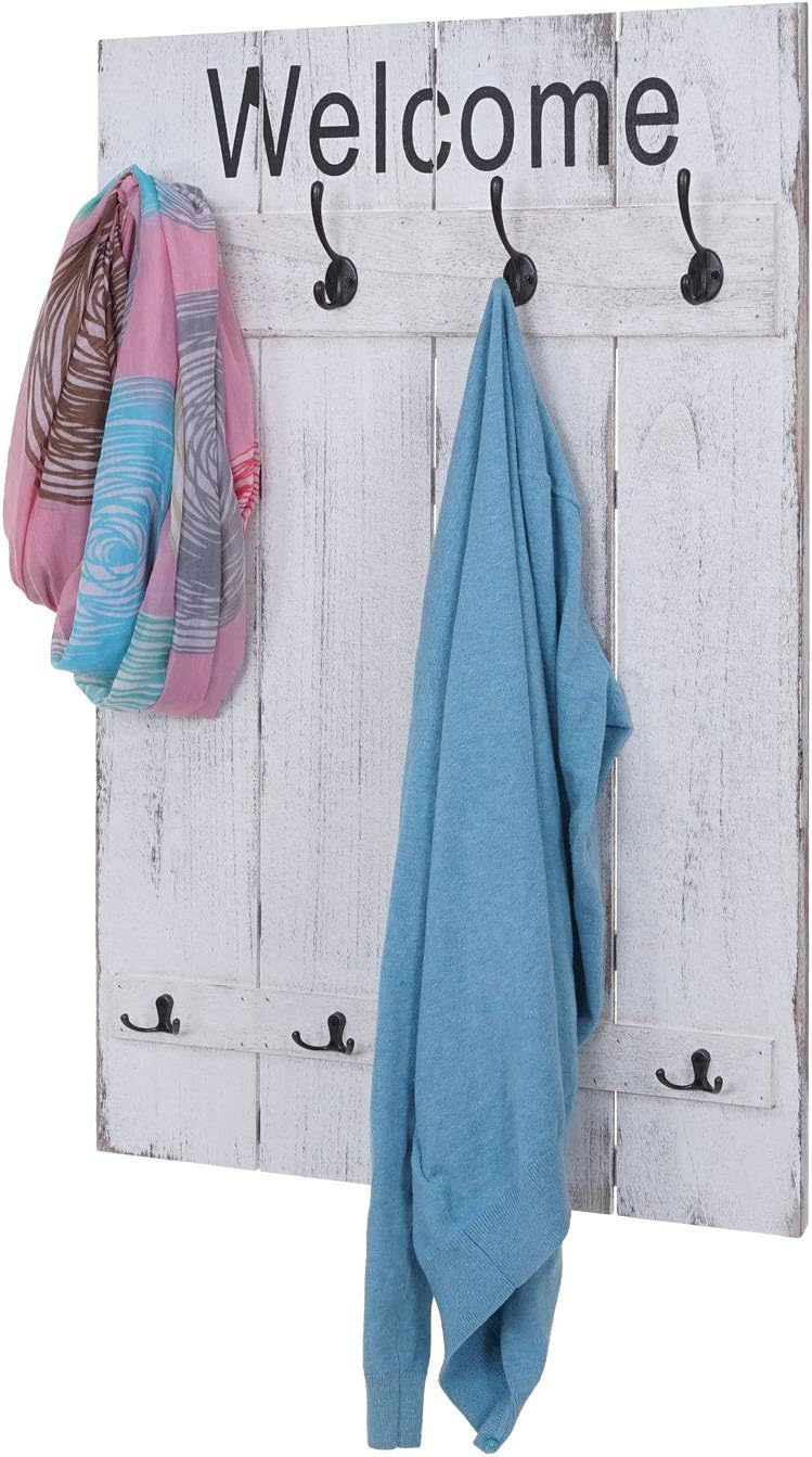 Mendler Wandgarderobe HWC-C89AM Welcome, Garderobe Garderobenpaneel, Shabby-Look Vintage, 91x60cm -