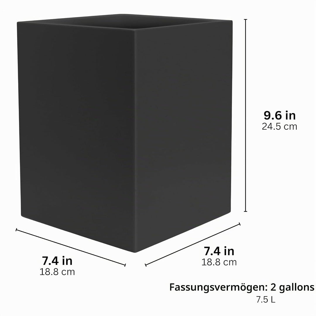 YEW DESIGN Kleiner Eckiger Mülleimer in Schwarz Matt, 7,5 L / 2 Gallonen – Papierkorb für Zuhause, B